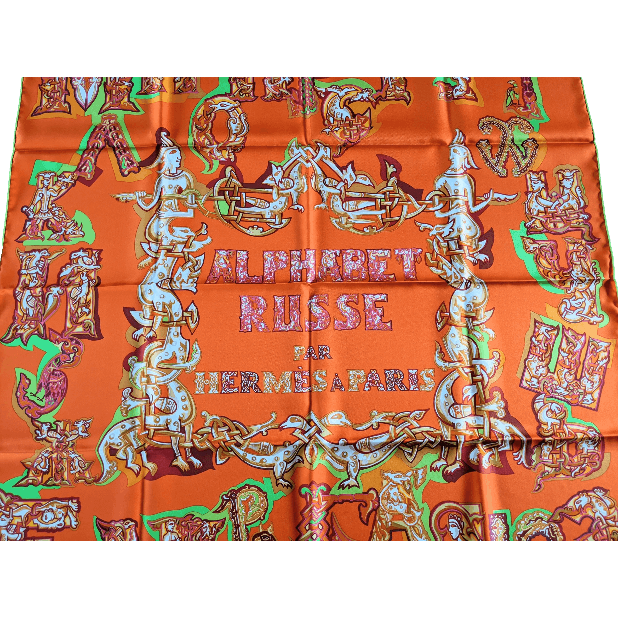 HERMES Alphabet Russe Twill Scarf 90