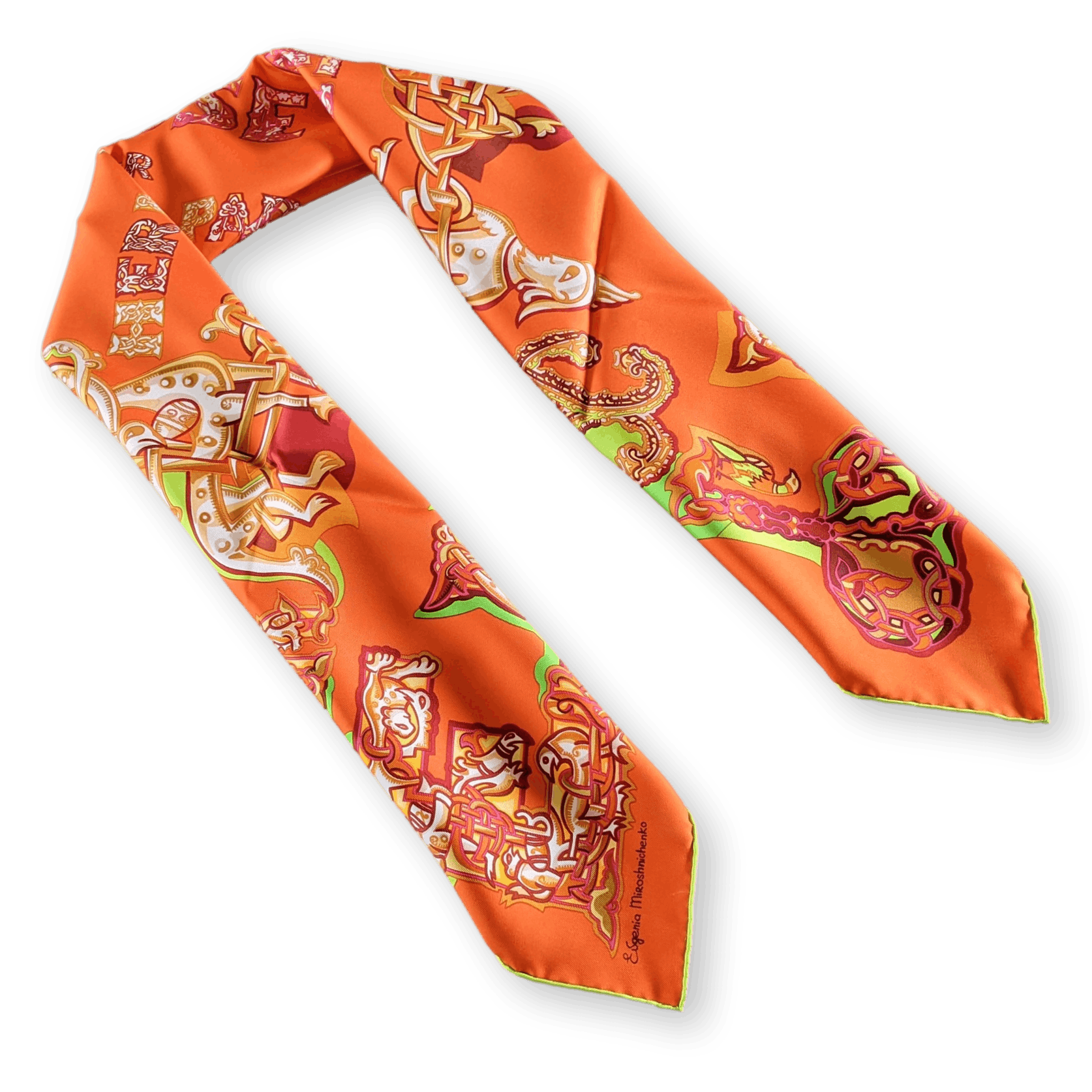 HERMES Alphabet Russe Twill Scarf 90