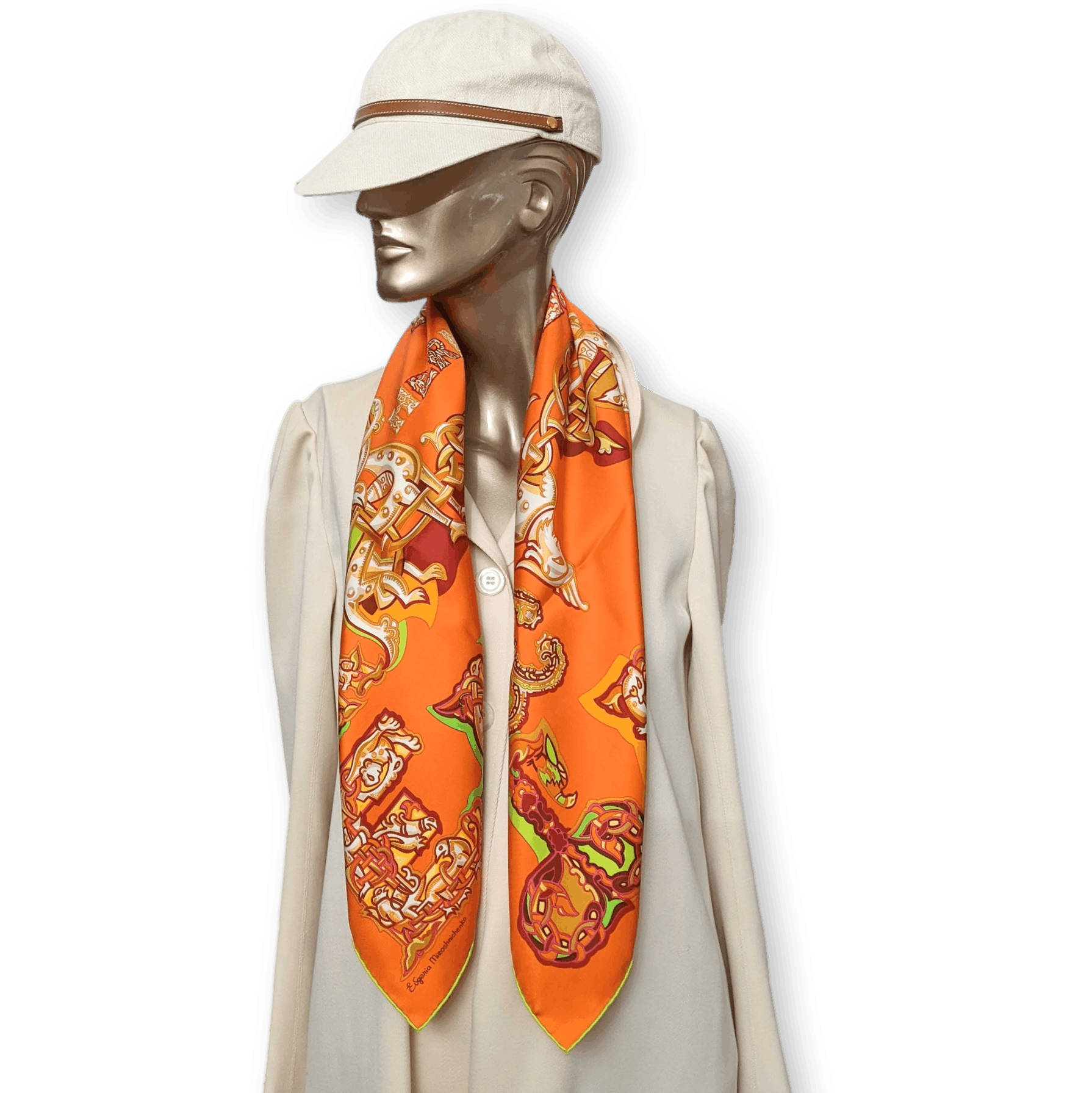 HERMES Alphabet Russe Twill Scarf 90