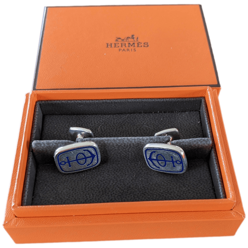 HERMES ANCRE Sterling Silver 925 Cufflinks
