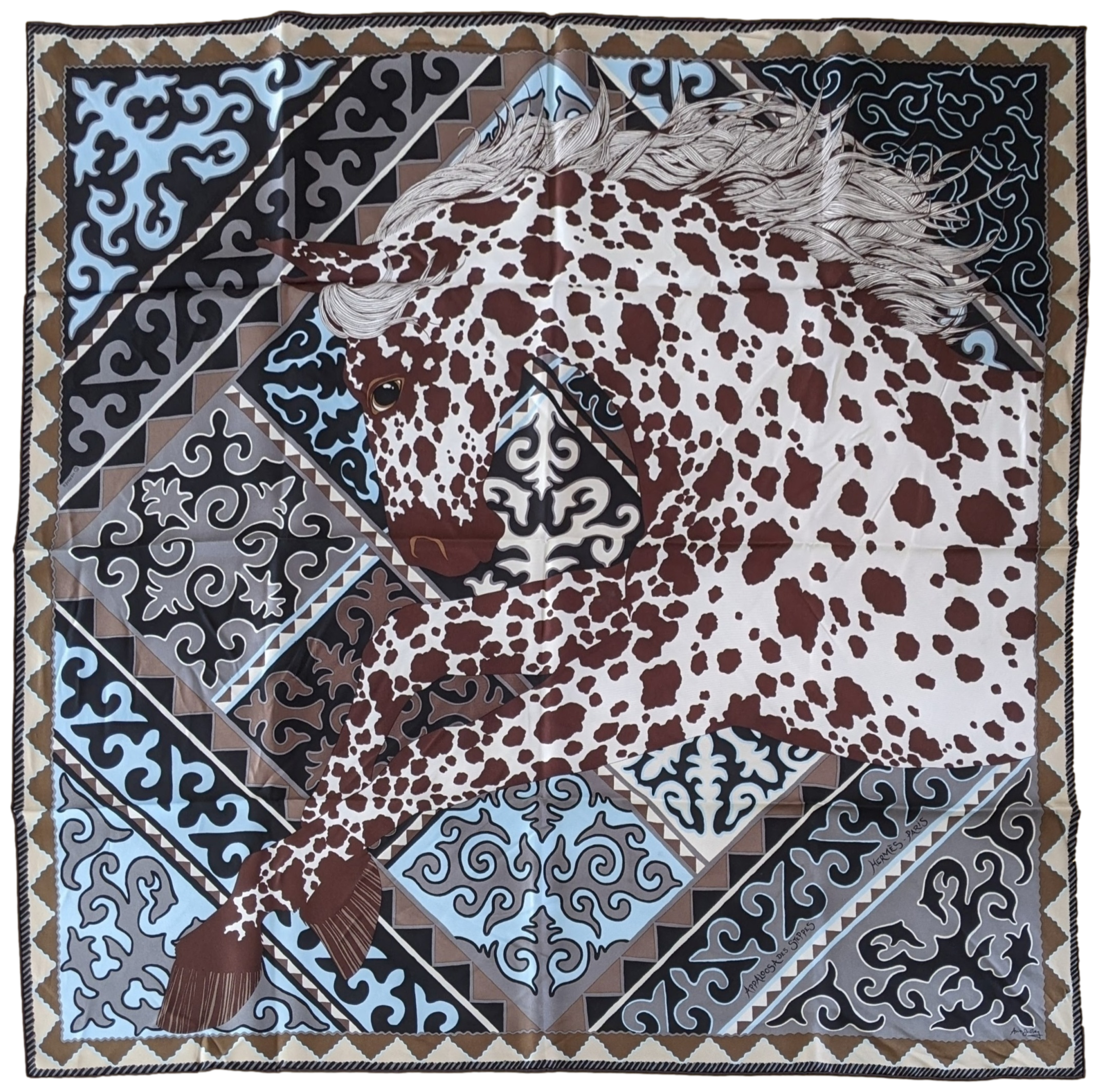 HERMES 2017 APPALOOSA DES STEPPES by Alice Shirley Silk Scarf 90 x 90 cm