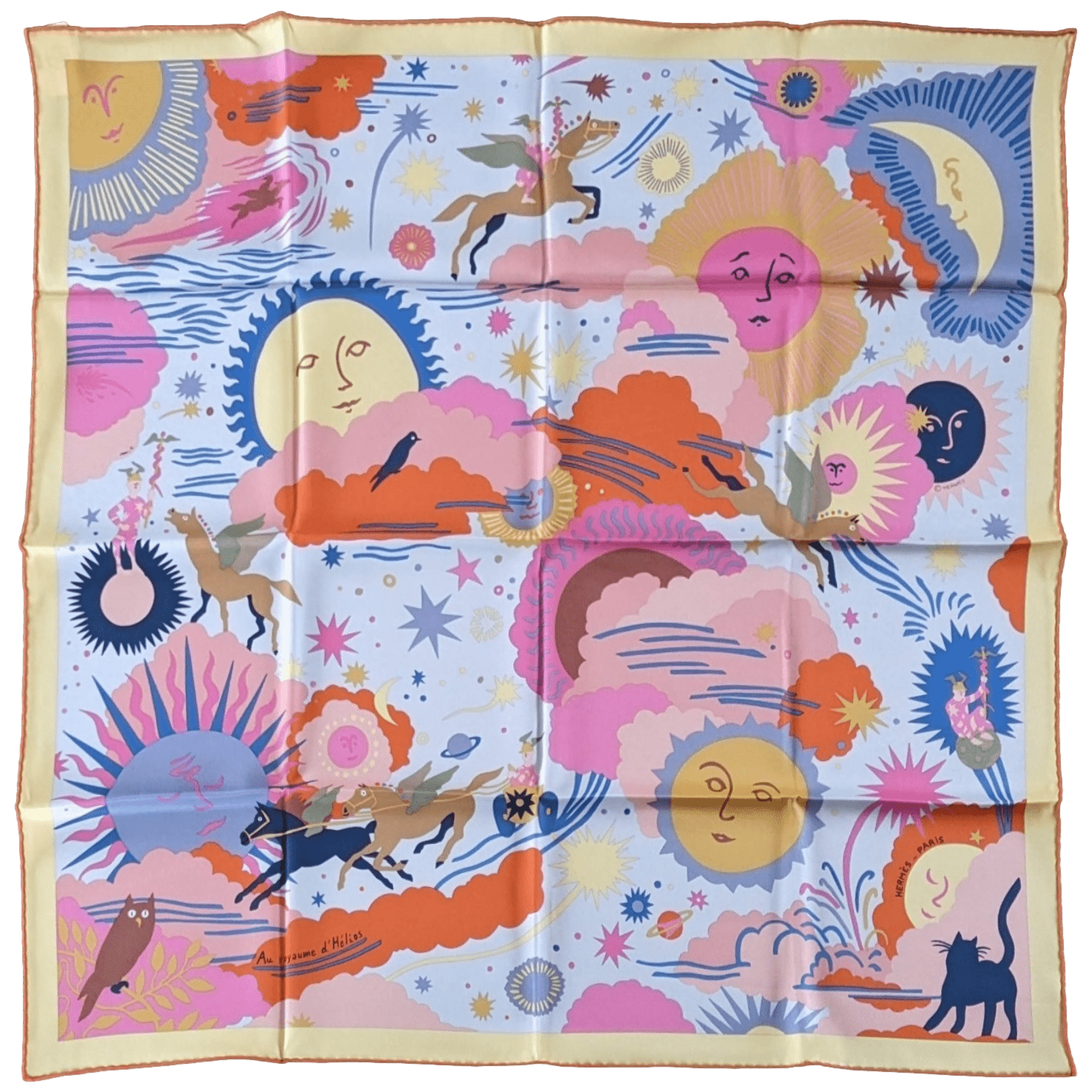 HERMES [CXXX] Au Royaume d'Helios Vintage Silk Carre 70 x 70 cm