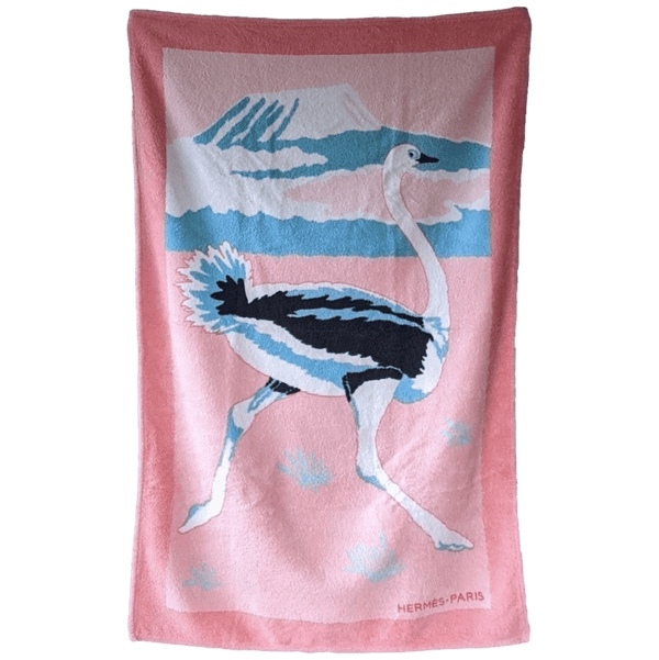 HERMES Autruches Terry Beach Towel 90 x 150