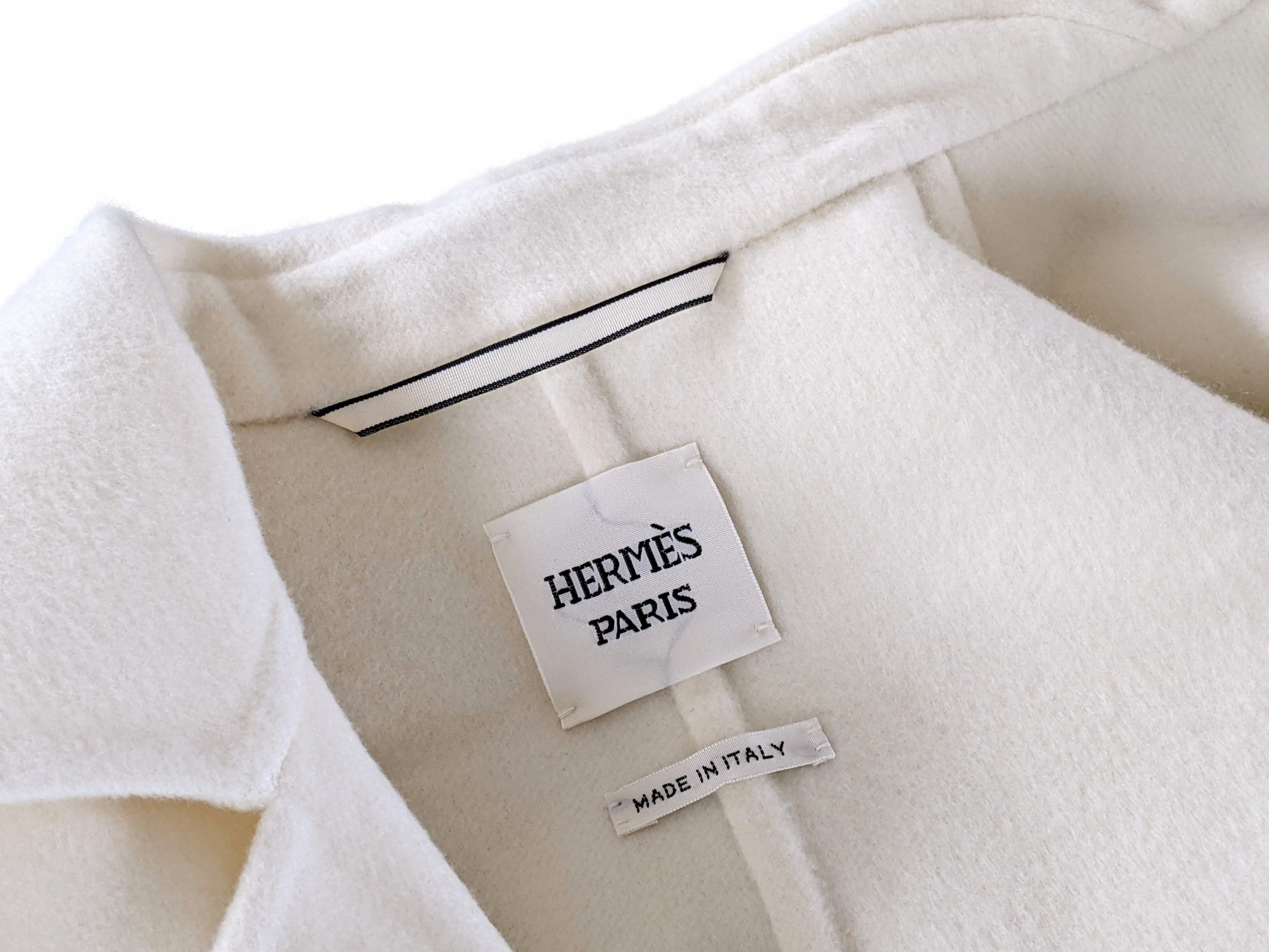 HERMES MANTEAU INSPIRATION PEIGNOIR COURT Women's 100% Baby Cashmere Short Coat Sz38