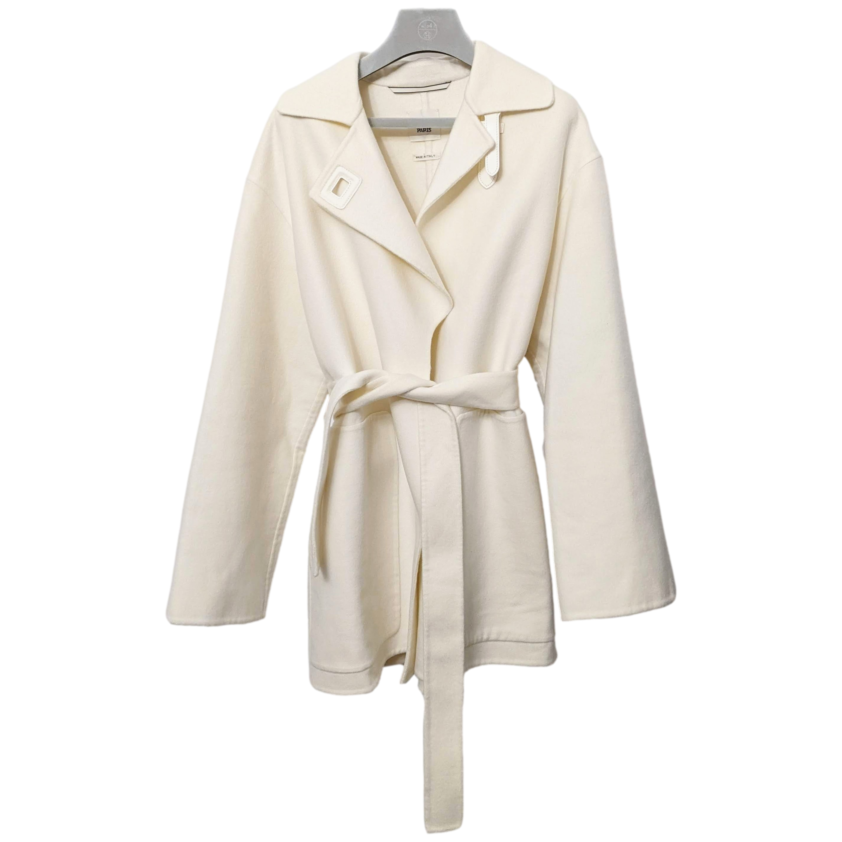 HERMES MANTEAU INSPIRATION PEIGNOIR COURT Women's 100% Baby Cashmere Short Coat Sz38