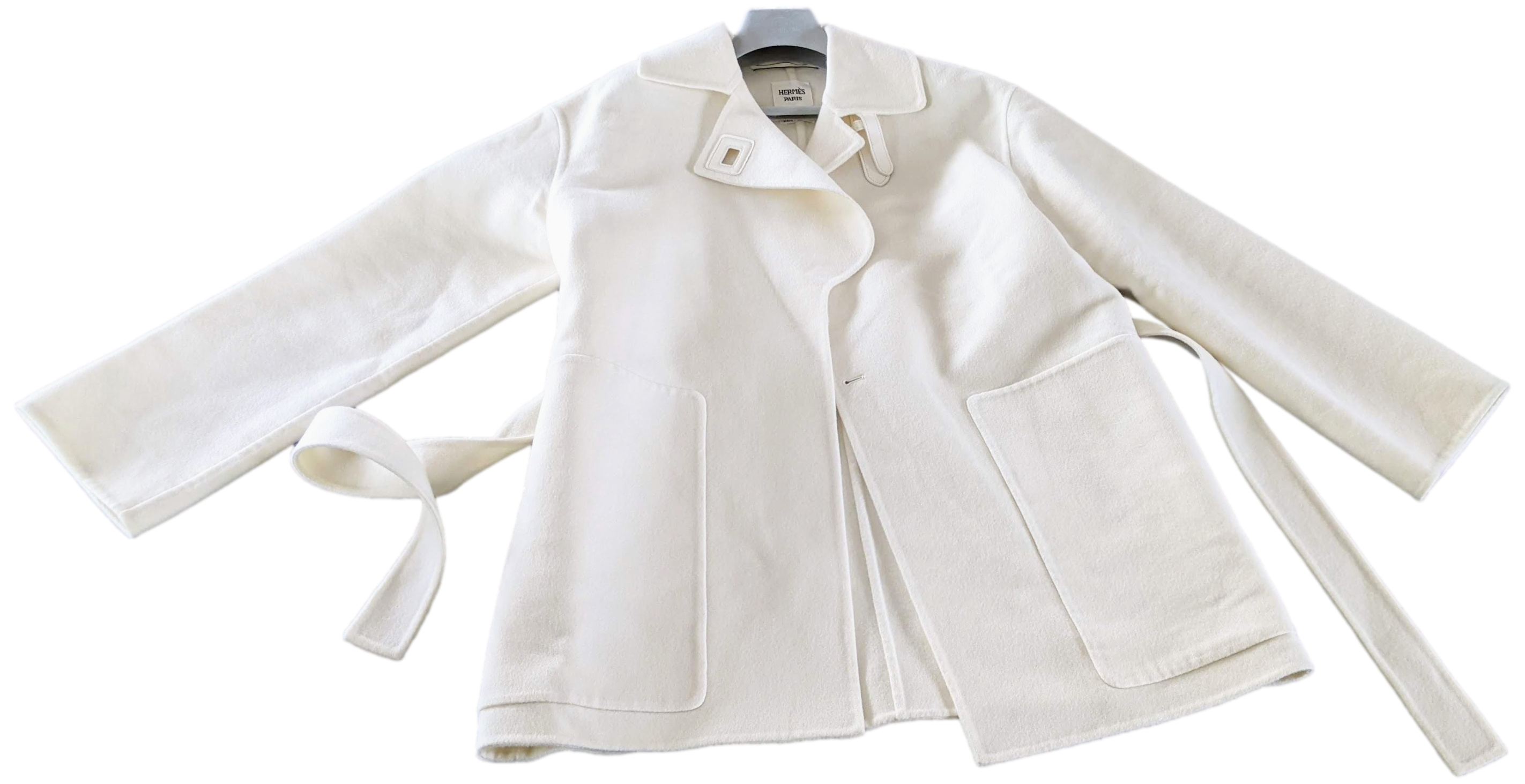 HERMES MANTEAU INSPIRATION PEIGNOIR COURT Women's 100% Baby Cashmere Short Coat Sz38