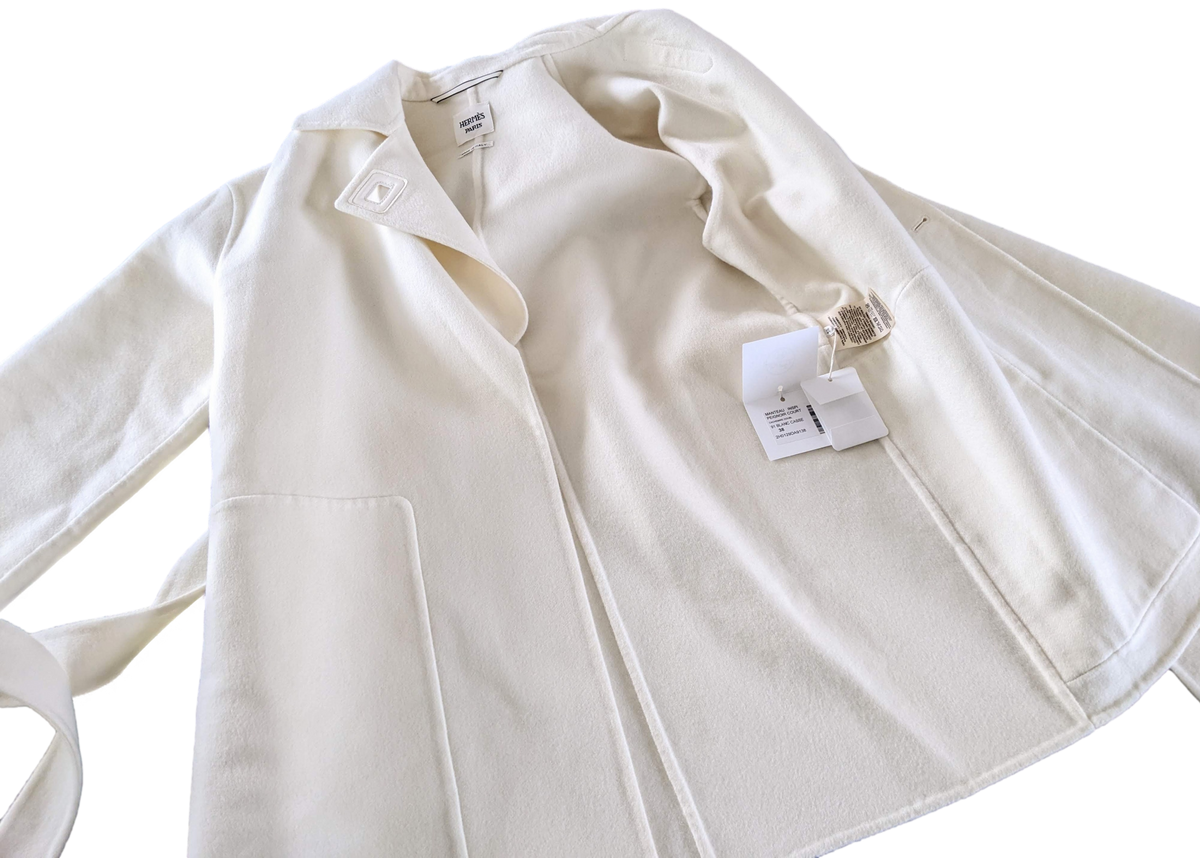 HERMES MANTEAU INSPIRATION PEIGNOIR COURT Women's 100% Baby Cashmere Short Coat Sz38