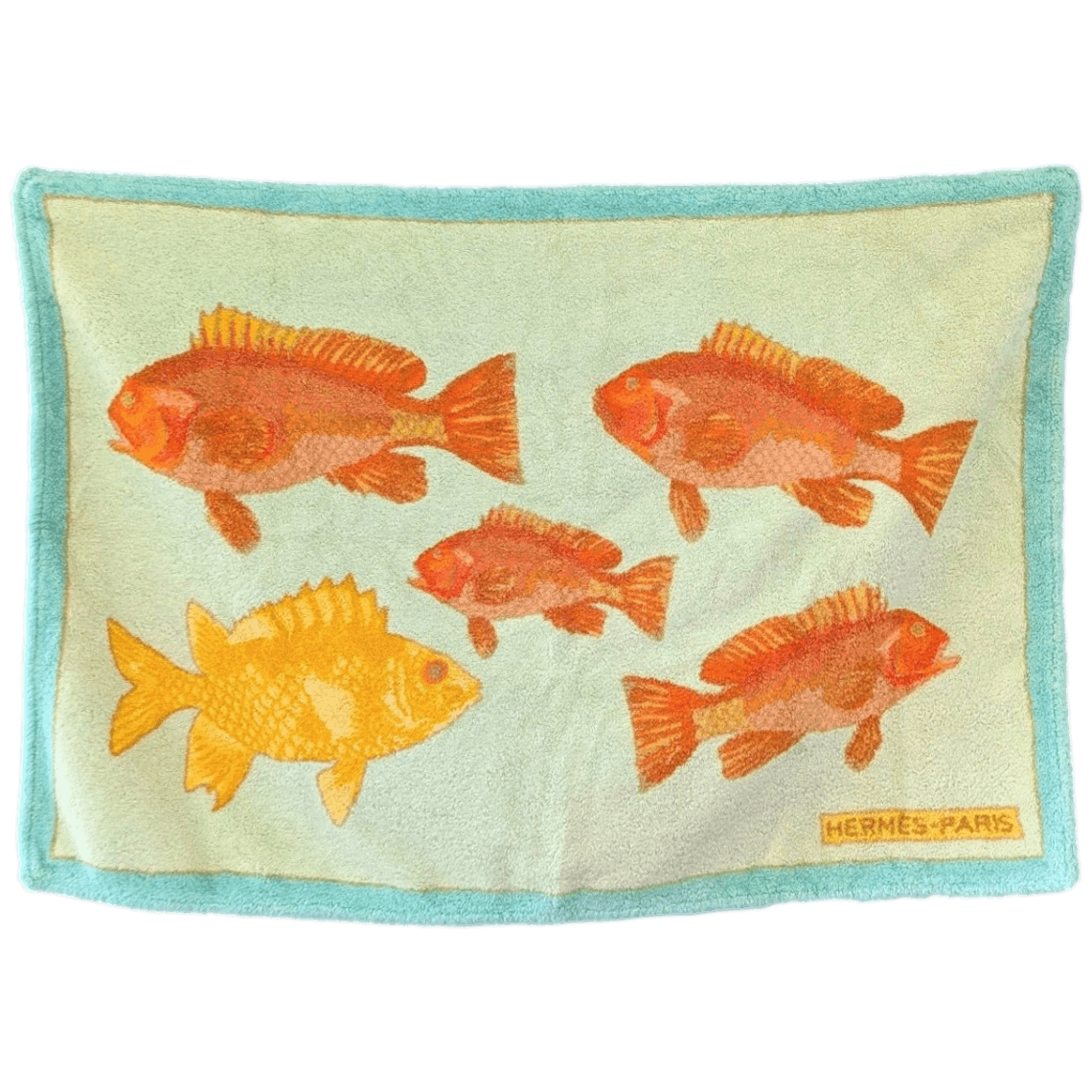 HERMES Bali Bath Mat Turquoise Orange PM 90 x 60 cm Pristine