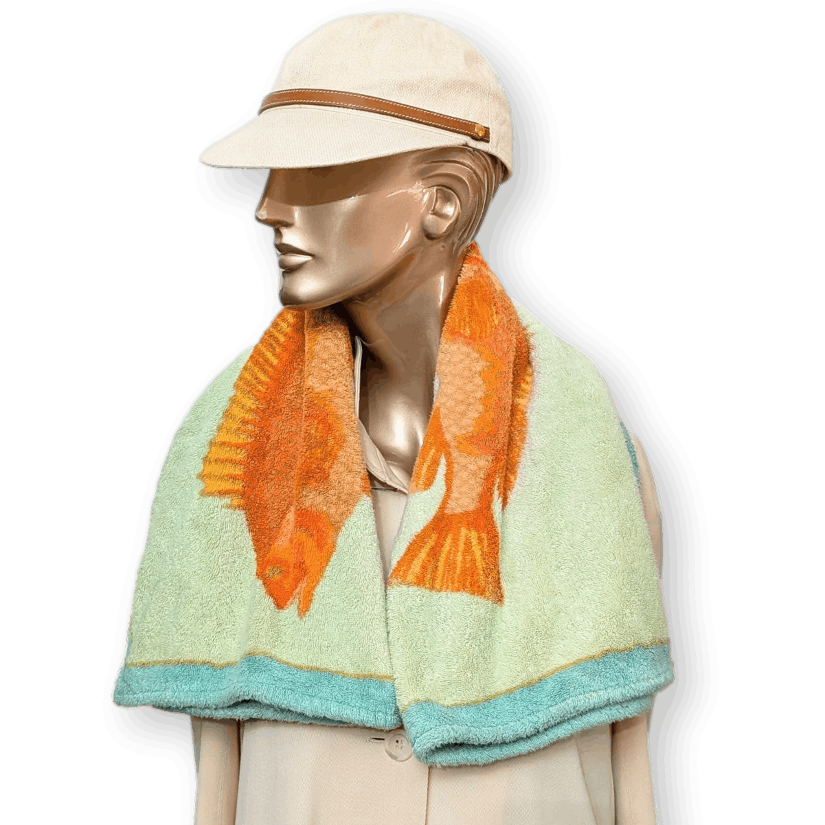 HERMES Bali Bath Mat Turquoise Orange PM 90 x 60 cm Pristine