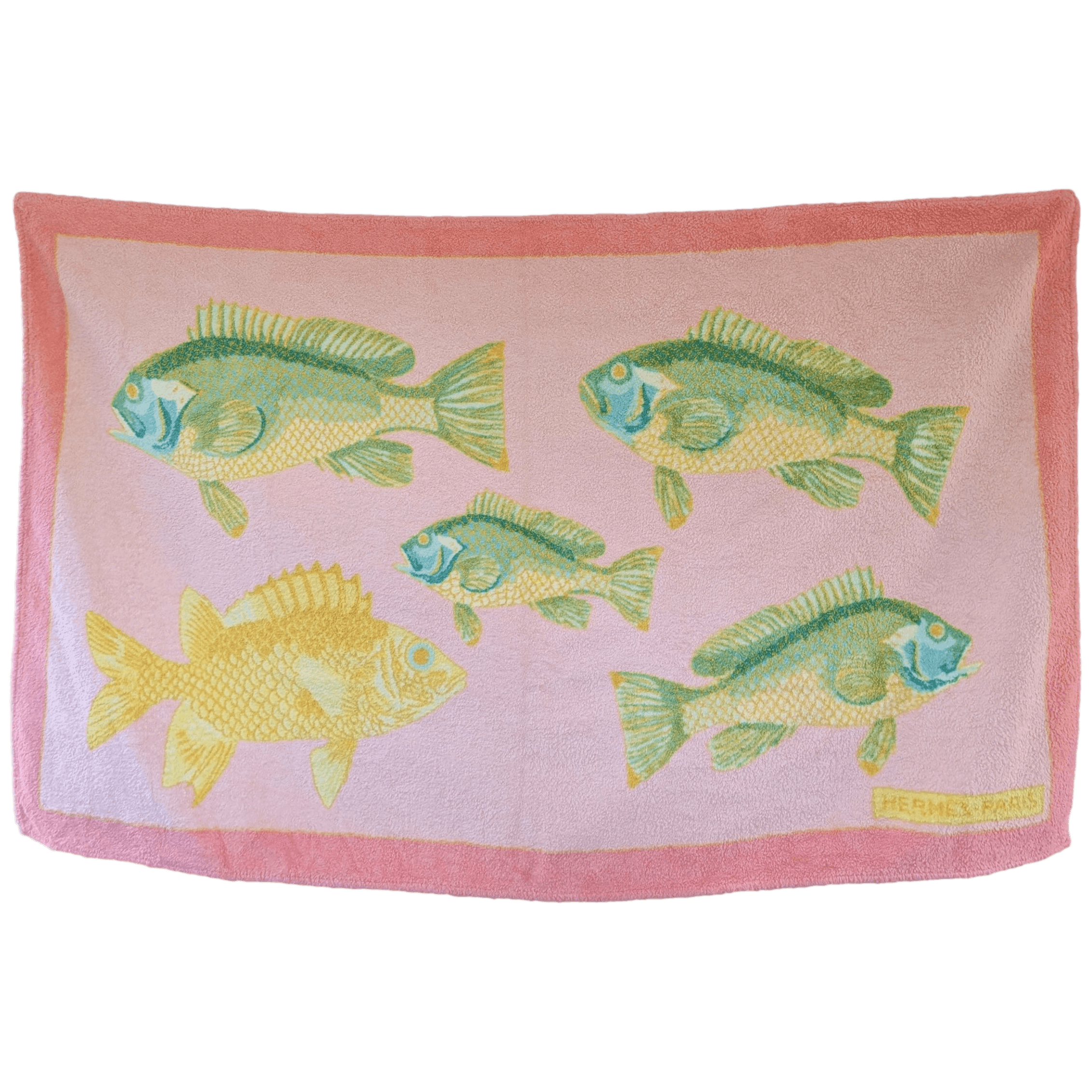 HERMES Rose Fishes Bali Terry Beach Towel 90 x 150 cm
