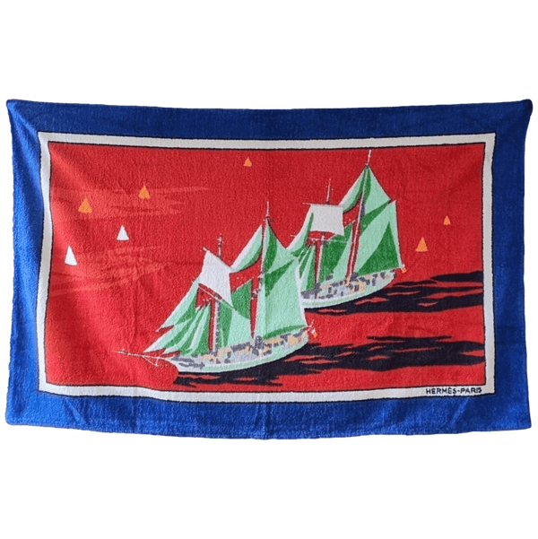 HERMES Bateaux Beach Towel 90 x 150 cm