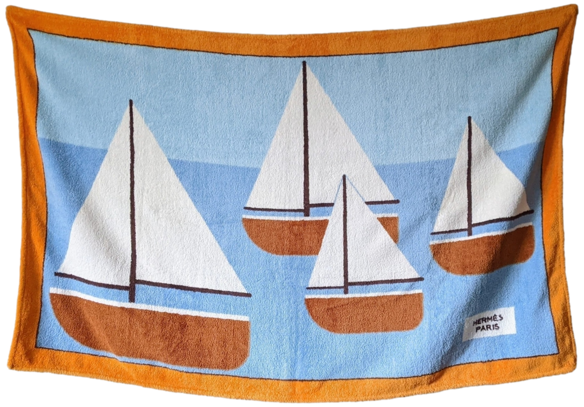 HERMES BATEAUX Terry Beach Towel 90 x 150 cm