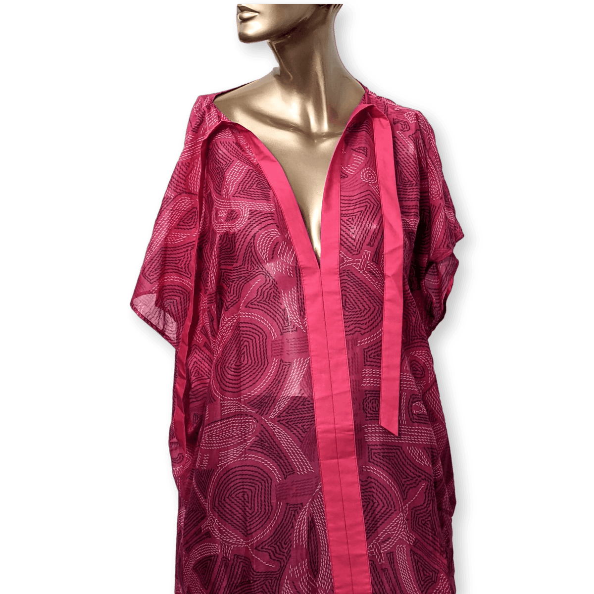 cotton kaftan dress h&m HERMES Fuchsia Maxi Beach Printed Caftan Dress, New! Size:XXLarge Women's Brunch Dresses: Cute 9.80 embroidered front placket