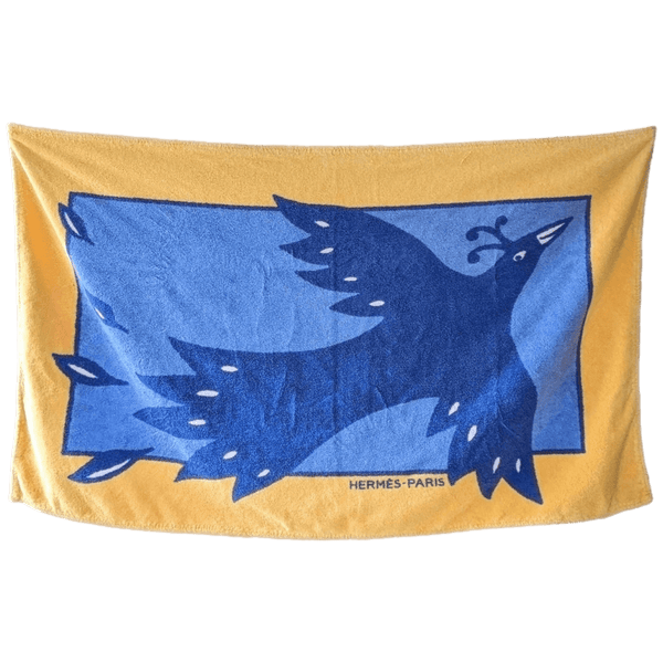 HERMES BIRD Cotton Terry Animal Print Towel 90 x 150 cm