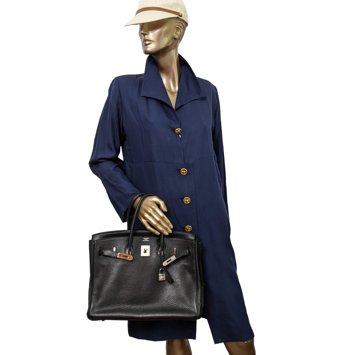 HERMES BIRKIN 35 Black Taurillon Clemence Bag PHW