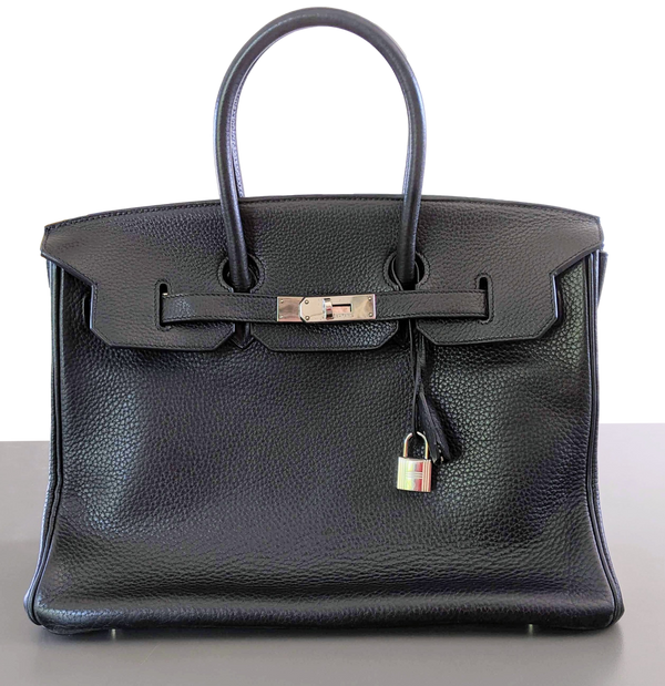 HERMES BIRKIN 35 Black Taurillon Clemence Bag PHW