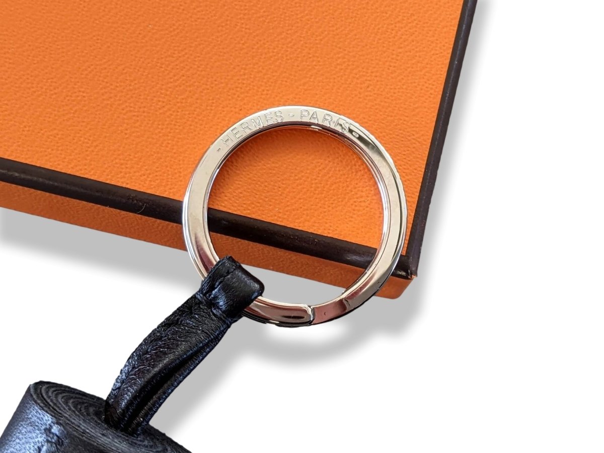 Hermes Black Milo Lambskin PORTE-CLES CARMEN Key Ring Bag Charm, BNIB! - poupishop