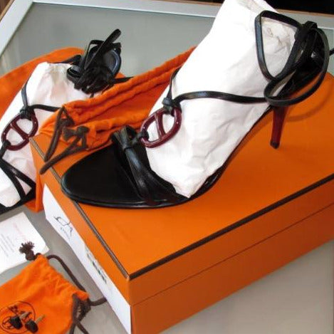 Hermes Black Red  Kymera Sandals