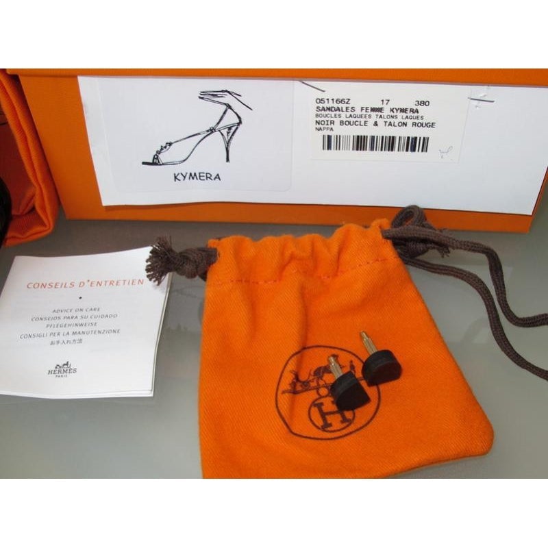 Hermes Black/Red Kymera Sandals Women Shoes,NIB! - poupishop