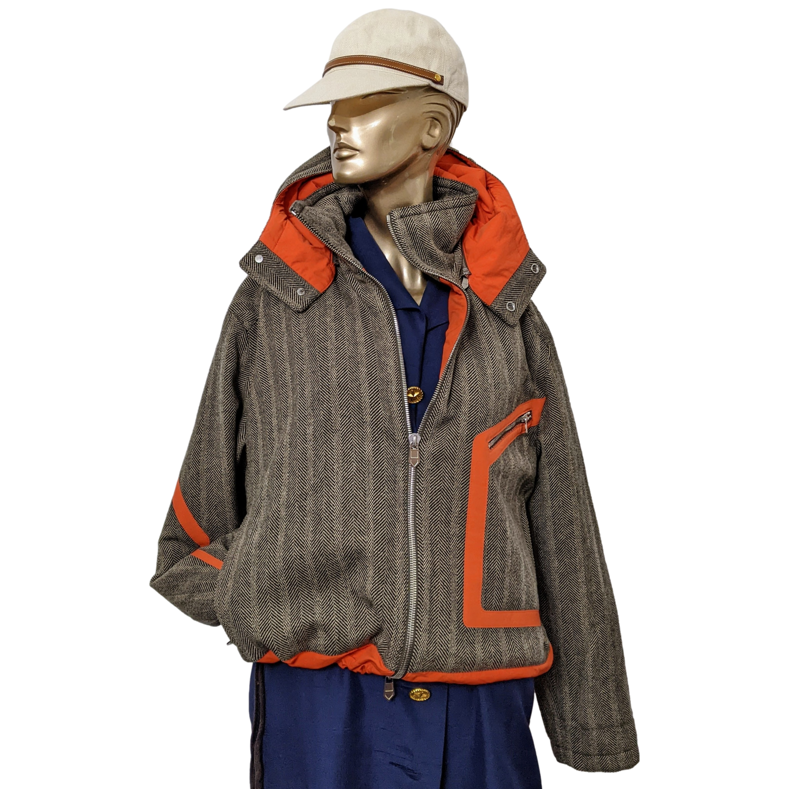 HERMES BLOUSON CAPUCHE AMOVIBLE VIGOUREUX Removable Hood Jacket Sz48