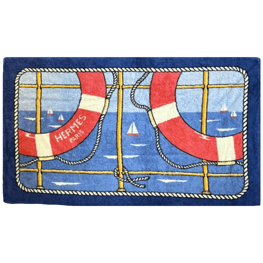 HERMES BOUEE Lifebuoys Tapis de Plage Terry Beach Towel 90 x 150 cm
