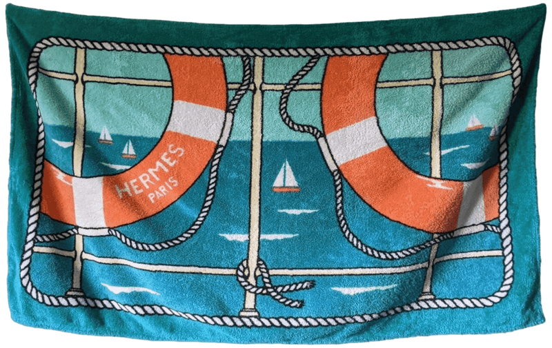 HERMES BOUEE Lifebuoys Tapis de Plage Terry Beach Towel 90 x 150 cm