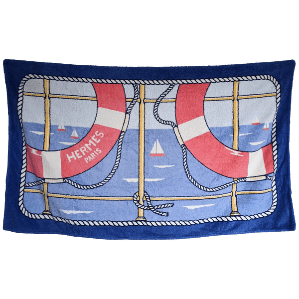 HERMES Blue Bouees Terry Towel Towel 90 x 150 cm 