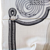 Hermes 2015 Blanc/Noir "Brandebourg" by Caty Latham Cashmere Shawl 140 x 140 cm