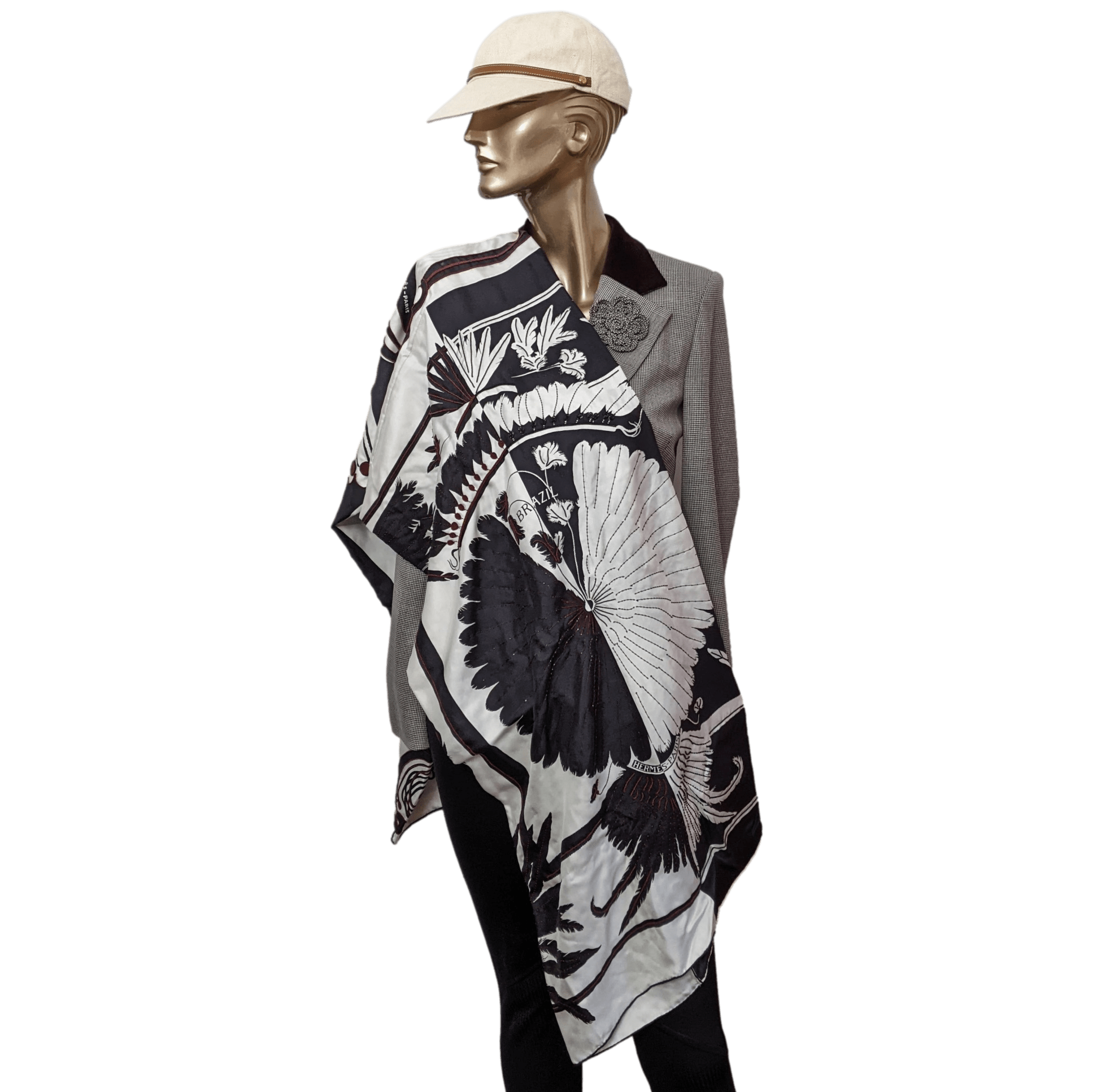 HERMES Precieux BRAZIL - BRANDEBOURG Beaded Embroidered Twill Silk Stole Made in India
