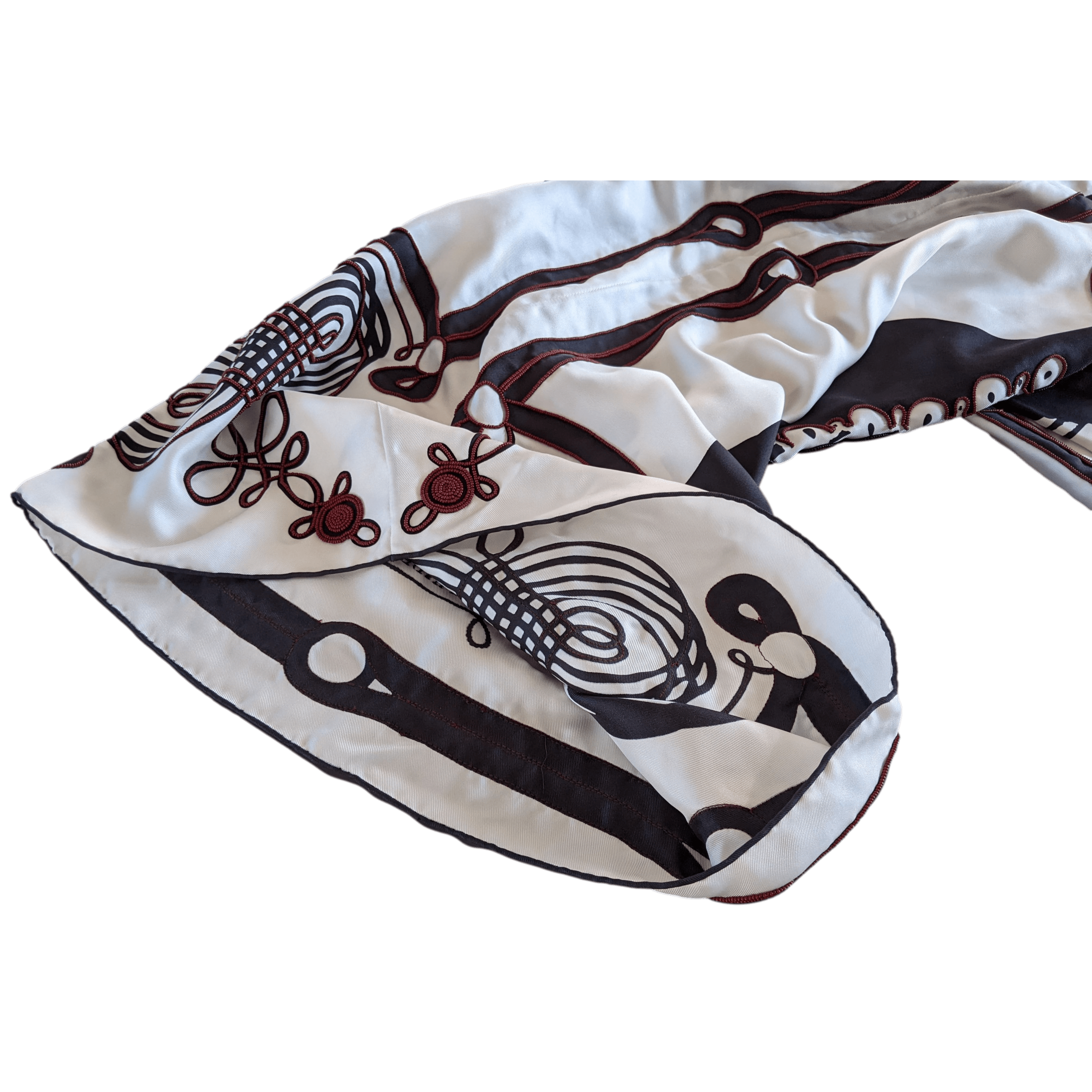 HERMES Precieux BRAZIL - BRANDEBOURG Beaded Embroidered Twill Silk Stole Made in India