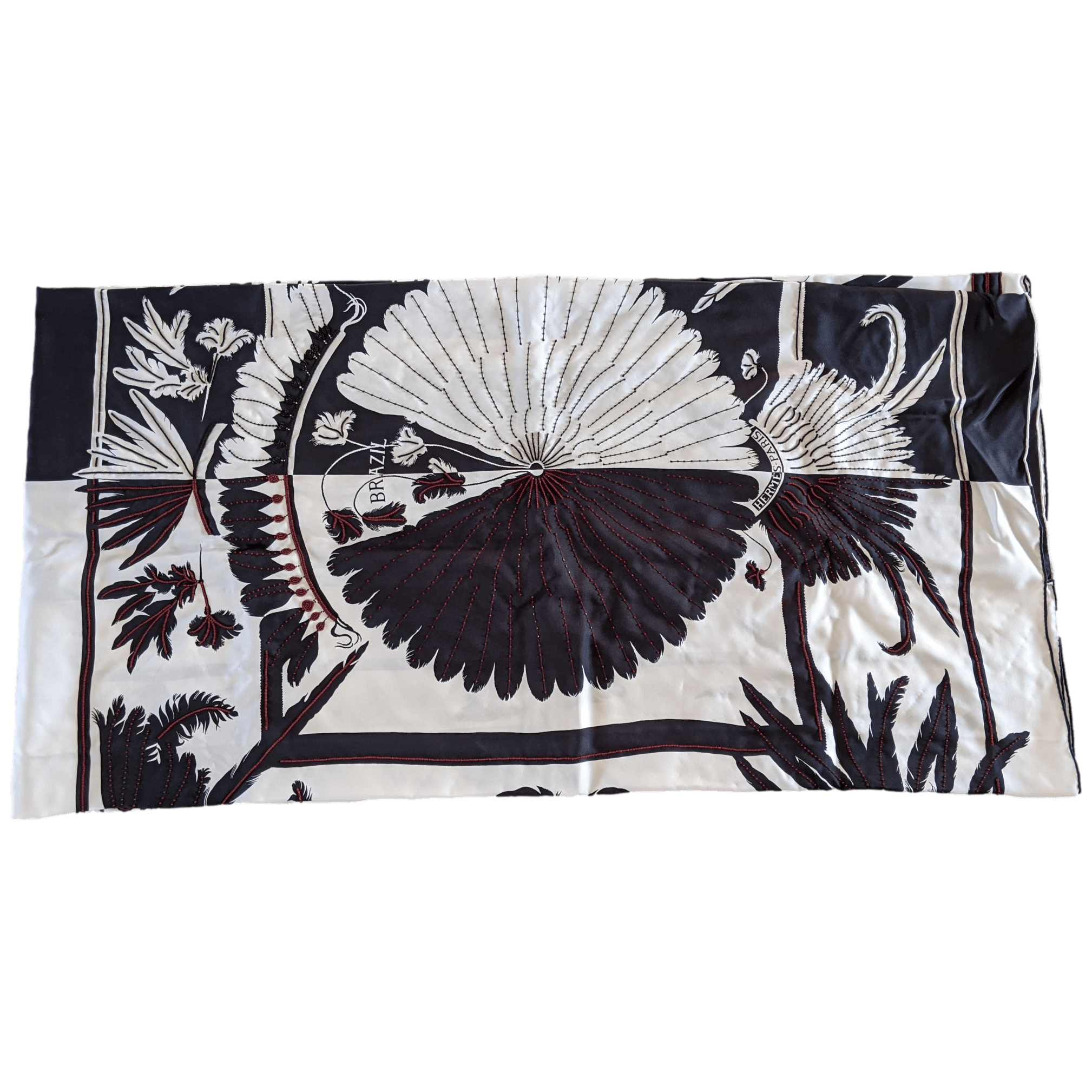 HERMES Precieux BRAZIL - BRANDEBOURG Beaded Embroidered Twill Silk Stole Made in India