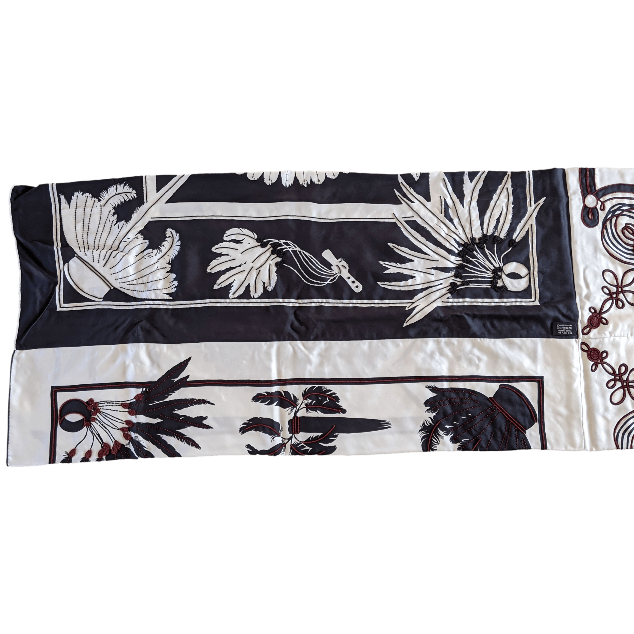 HERMES Precieux BRAZIL - BRANDEBOURG Beaded Embroidered Twill Silk Stole Made in India