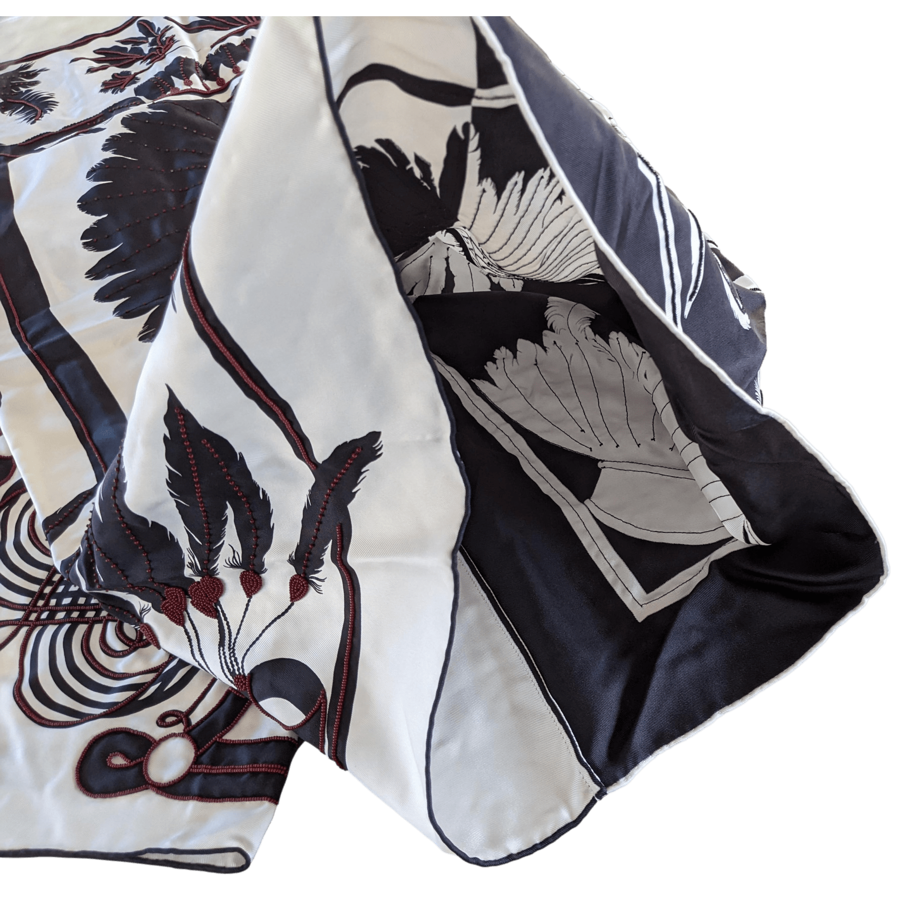 HERMES Precieux BRAZIL - BRANDEBOURG Beaded Embroidered Twill Silk Stole Made in India