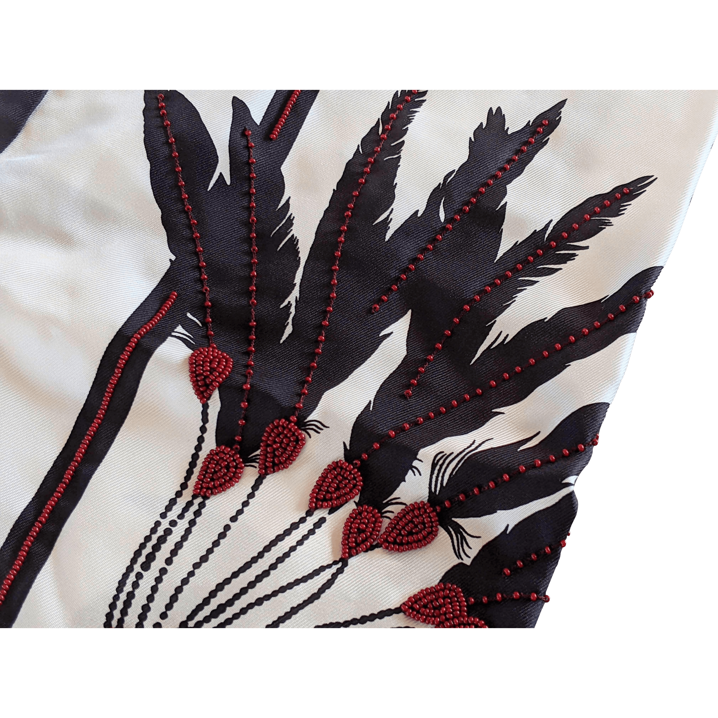 HERMES Precieux BRAZIL - BRANDEBOURG Beaded Embroidered Twill Silk Stole Made in India