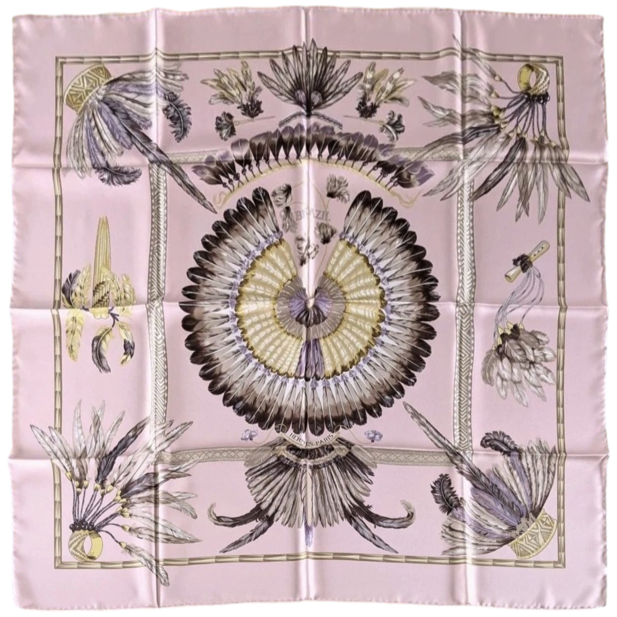 Hermes Rose Pâle BRAZIL by Laurence Bourthoumieux Twill Silk 90cm