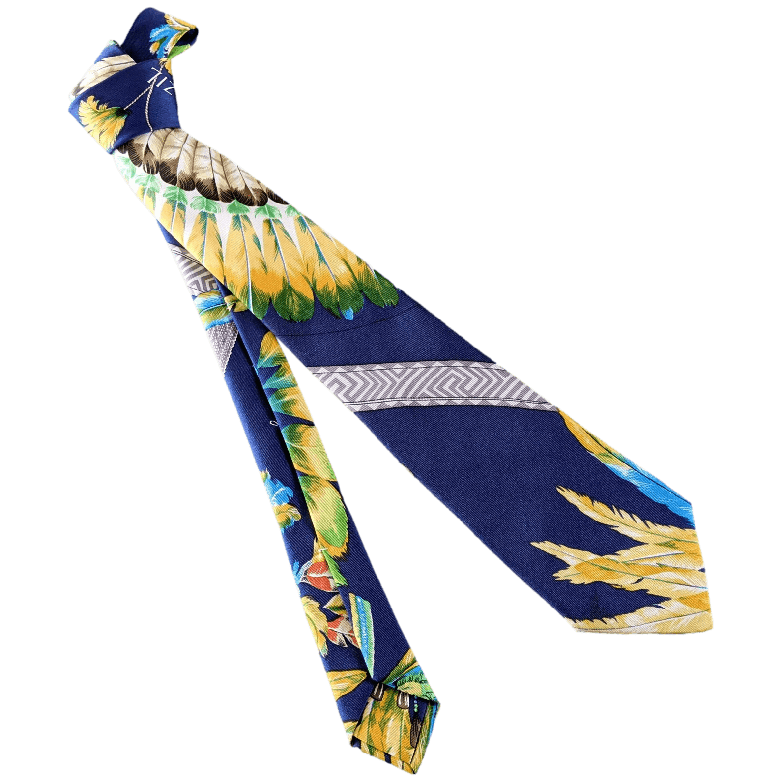 HERMES 1988 Brazil Vintage Twill Scarf Print Silk Tie 8.5 cm