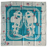 HERMES 2017 Vert/Aqua/Rose Brides Fleuries Silk Scrf 90 x 90 cm
