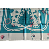 HERMES 2017 Vert/Aqua/Rose Brides Fleuries Silk Scrf 90 x 90 cm