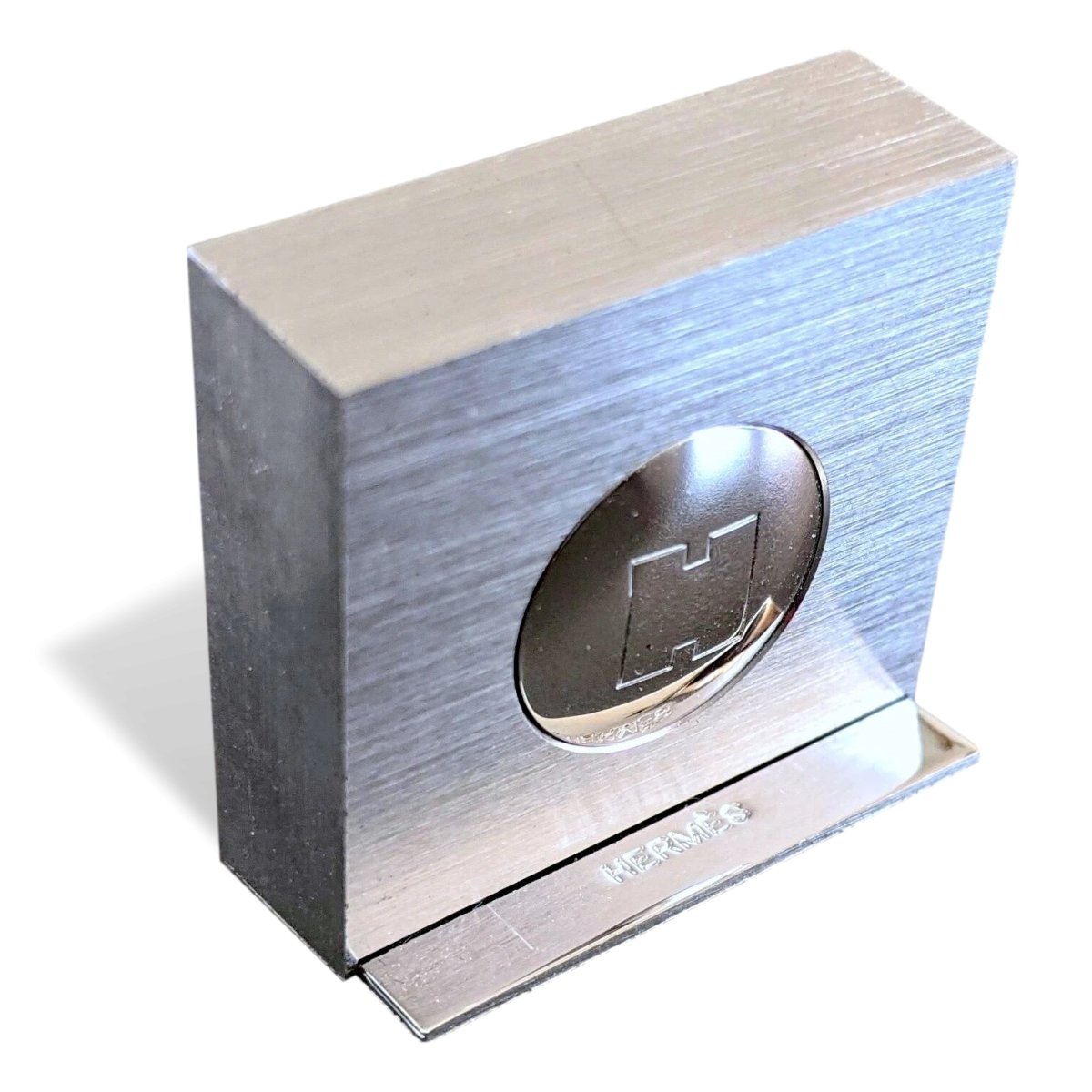 Hermes Brushed Steel / Acier Brossé MENU HOLDER - PORTE MENU CARRE - poupishop