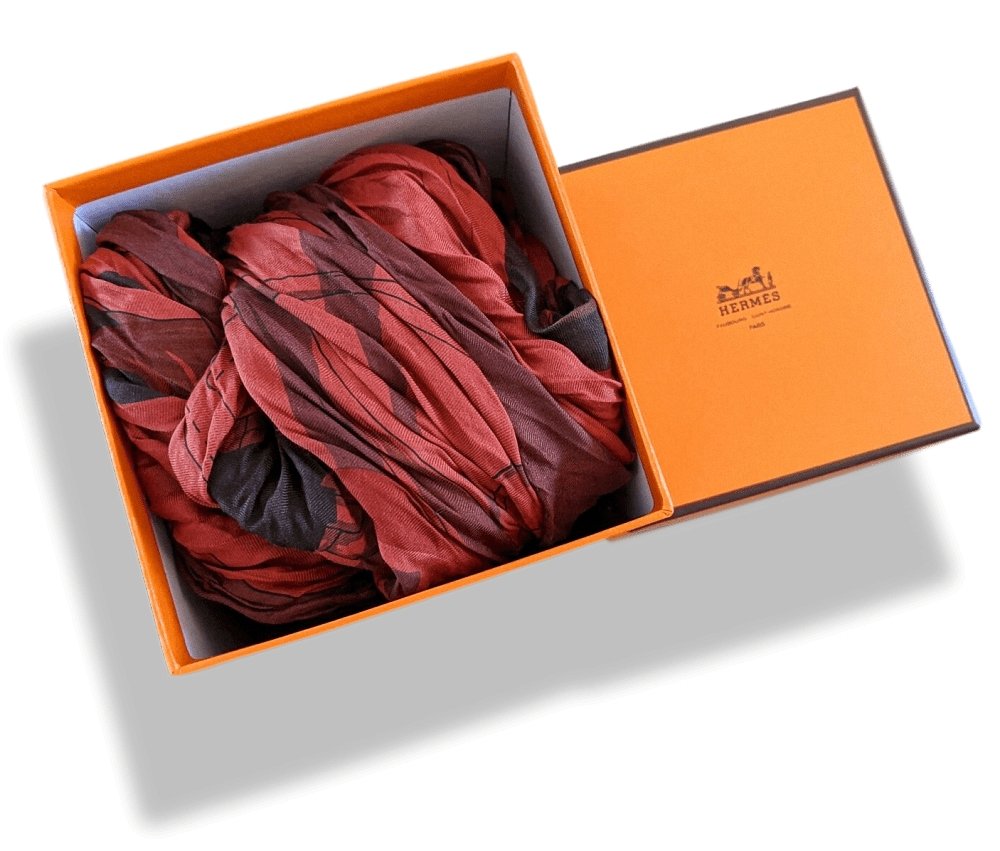 Hermes Burgundy/Red Crumpled IMPRIMEUR FOU COACHING CARRE GEANT GM, BNIB! - poupishop