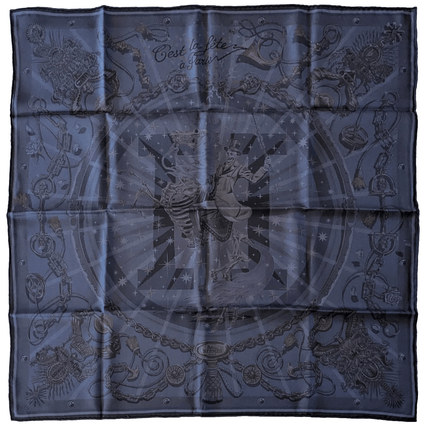 HERMES C'est la Fete a Paris Vintage Silk Scarf 70