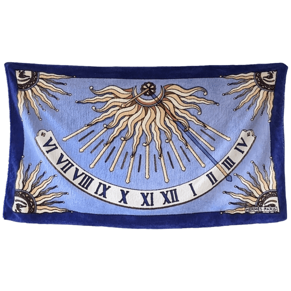 HERMES Cadran Solaire Blue Cotton Terry Animal Print Towel 90 x 150 cm