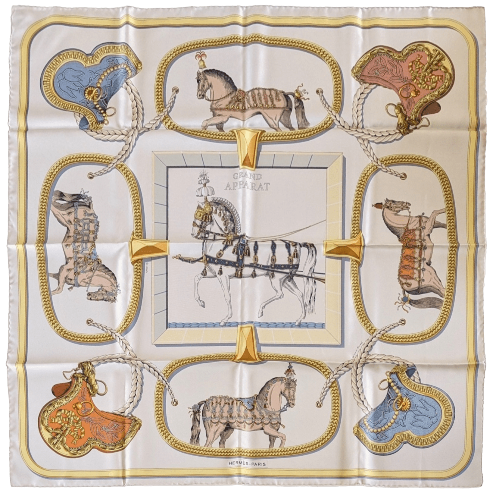 HERMES CARRE DE TOUJOURS -  GRAND APPARAT by Jacques Eudel Twill Scarf 90 x 90 cm