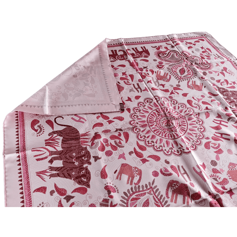 HERMES 2008 Pink Carre Kantha Indian's Patterns Twill 90 90 cm