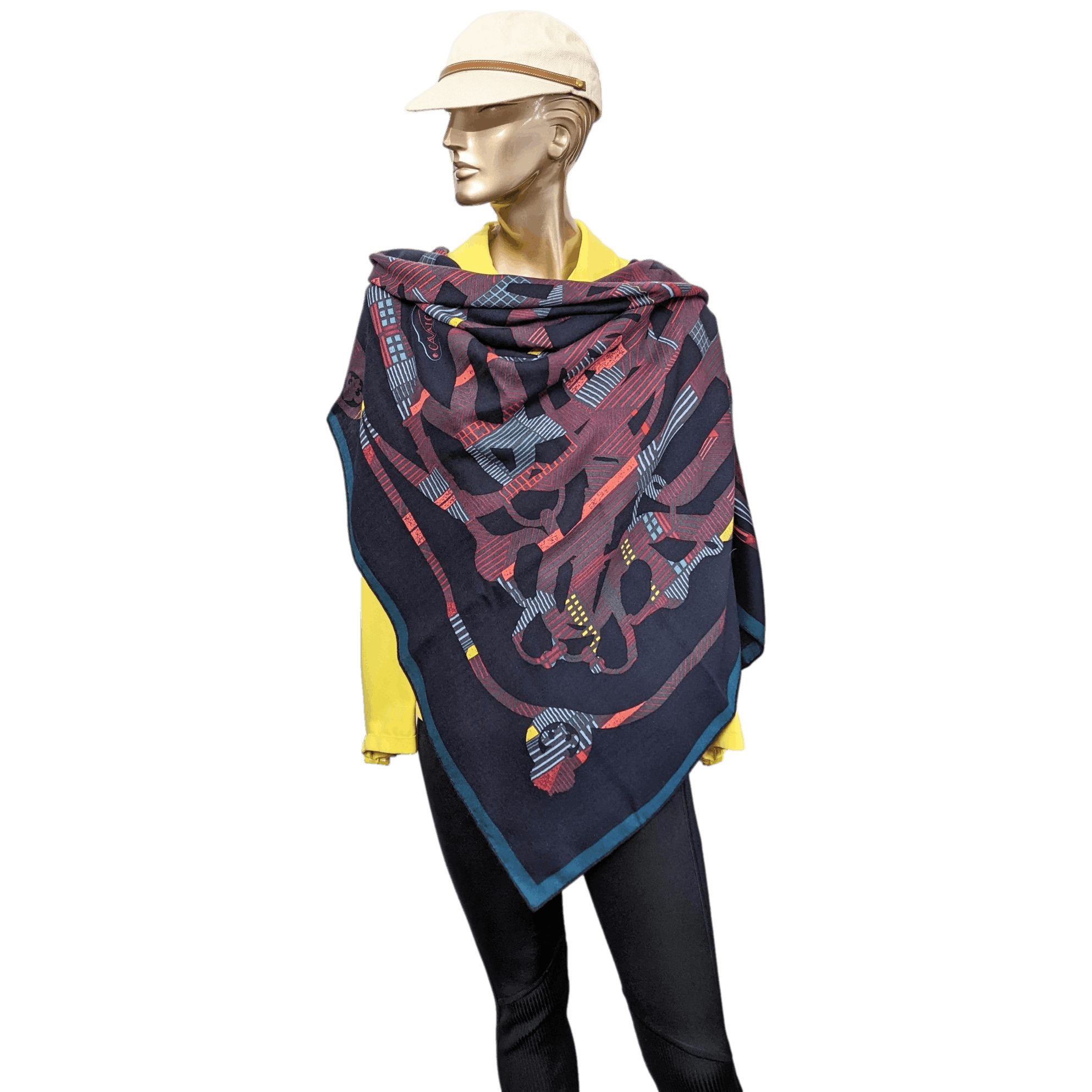 HERMES Cavalcadour Morning by Nigel Peake Cashmere Shawl 140 x 140 cm