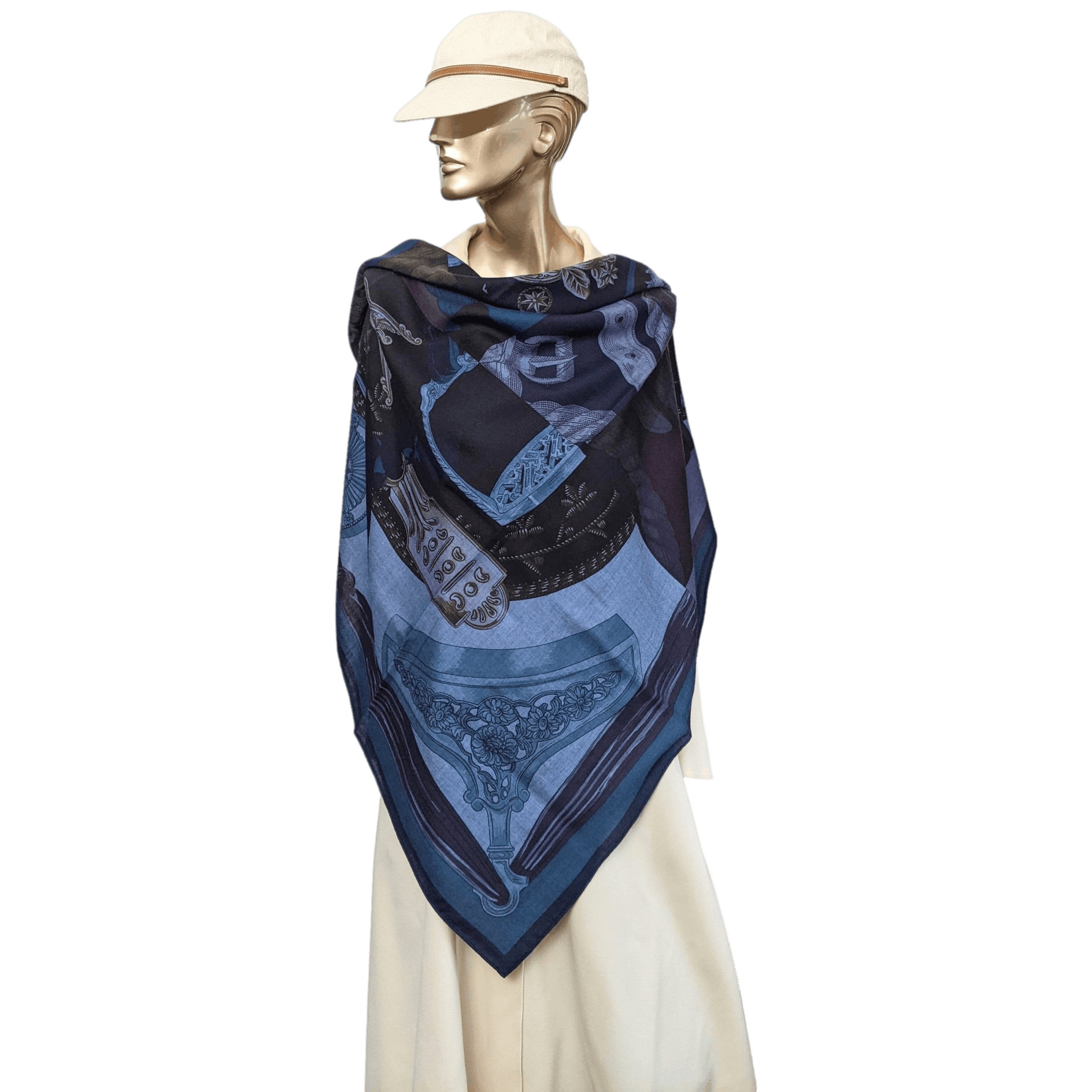 HERMES 2015 Cavalleria d'Etriers by Virginie Jamin Cashmere Shawl 140 x 140 cm