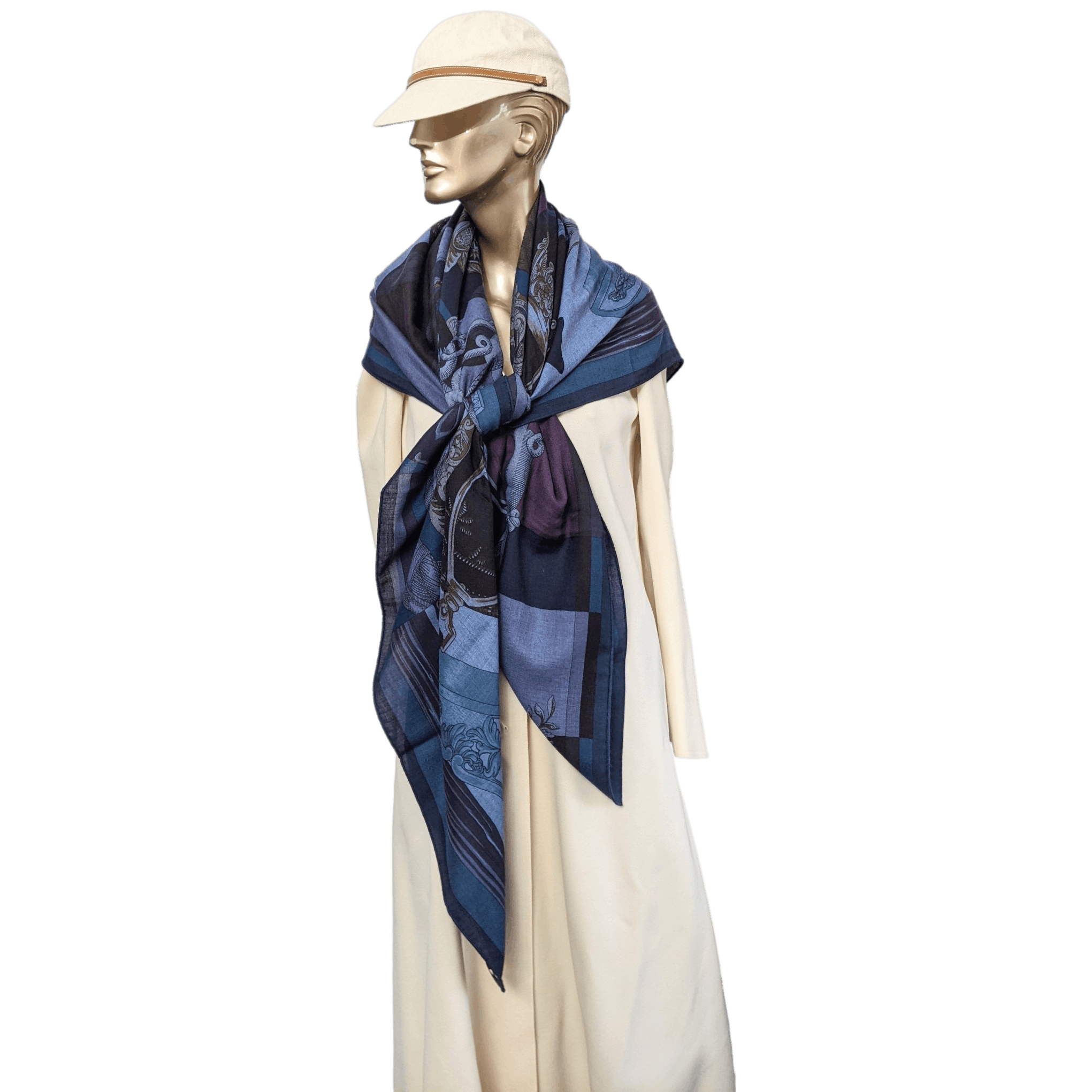 HERMES 2015 Cavalleria d'Etriers by Virginie Jamin Cashmere Shawl 140 x 140 cm