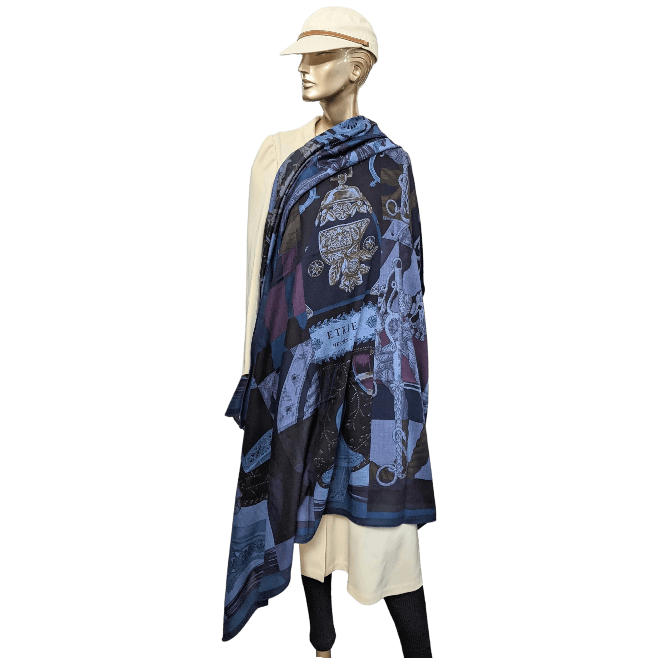 HERMES 2015 Cavalleria d'Etriers by Virginie Jamin Cashmere Shawl 140 x 140 cm