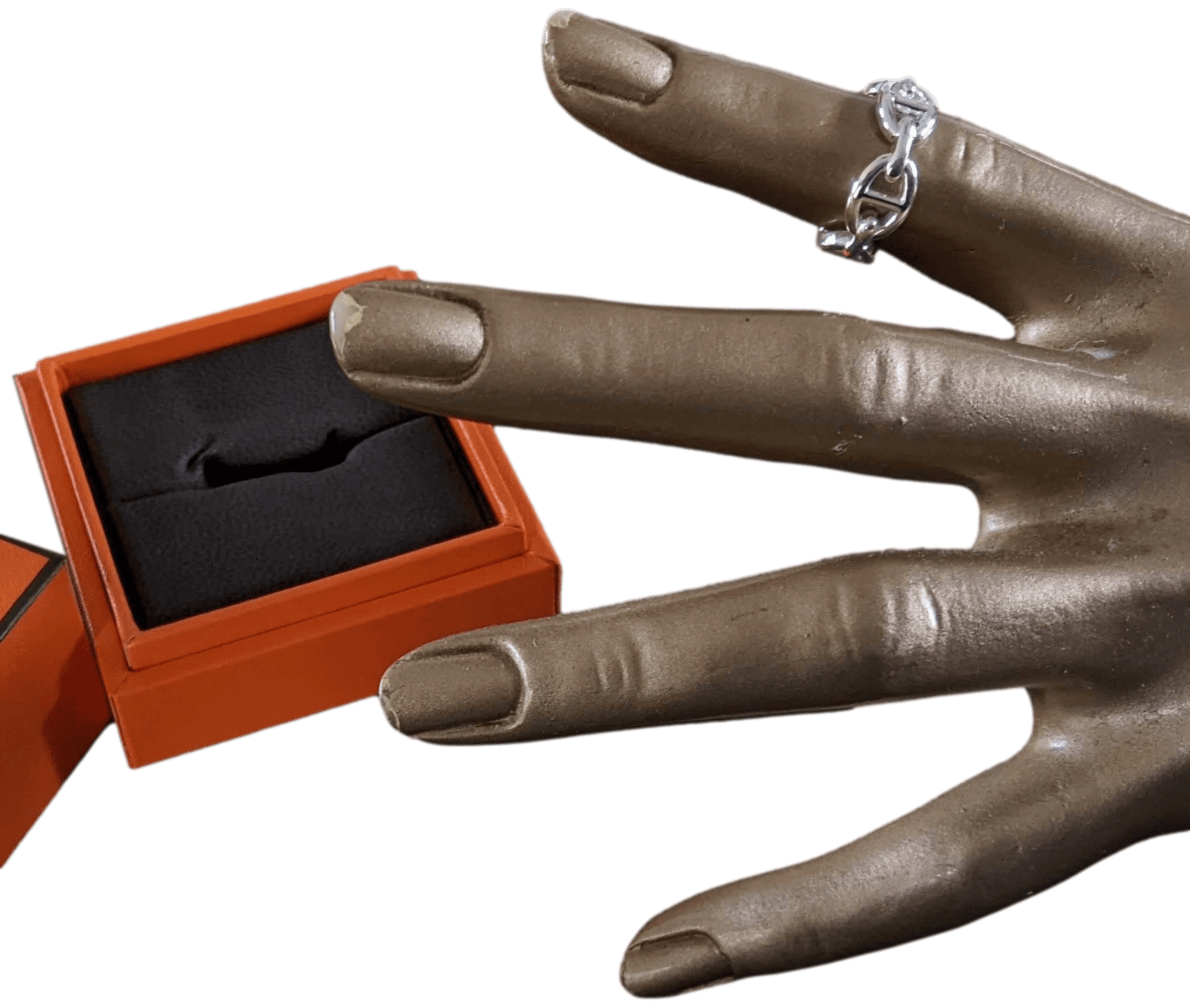 HERMES [JXX] CHAINE D'ANCRE ENCHAINEE PM AG925 Ring Sz53