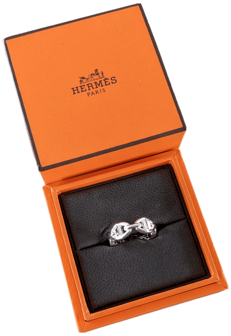HERMES [JXX] CHAINE D'ANCRE ENCHAINEE PM AG925 Ring Sz53